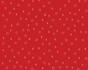 XOXO Cotton Fabric - All My Heart Red Quilting Fabric by Riley Blake