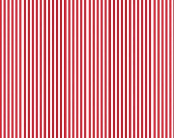 1/8" Red and White Stripe Cotton Fabric - Riley Blake Quilting Apparel