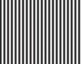1/4 Inch Black and White Stripe Fabric - Cotton Quilting Fabric by Riley Blake