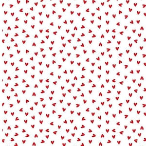White and Red Heart Toss by Riley Blake Designs (Small) - My Valentine - 100% COTTON Fabric, Quality Quilting Fabric, Apparel Fabric