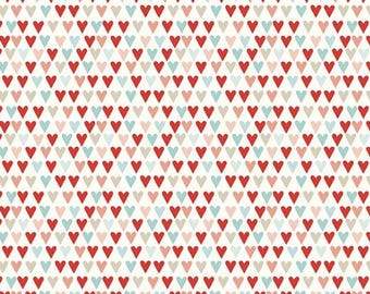 Small Colorful Hearts on Cream - Heart Print Fabric for Quilting & Sewing - 100% Cotton
