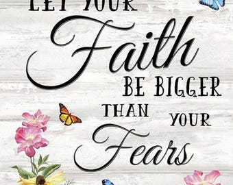 Faith Panel Fabric 24" x 44": Dona Gelsinger Christian Quilting Cotton