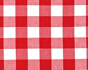 1-inch Red and White Gingham Fabric - Carolina Cotton, Robert Kaufman