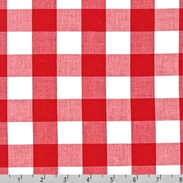 1 inch Red White Gingham Fabric - 100% COTTON, Crimson -  Carolina Gingham from Robert Kaufman, Quilting Fabric by the Yard or Select Length