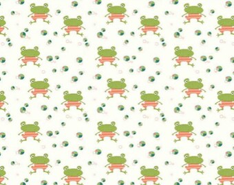 Frog Fabric on Cream - Cotton Quilting Fabric by Riley Blake
