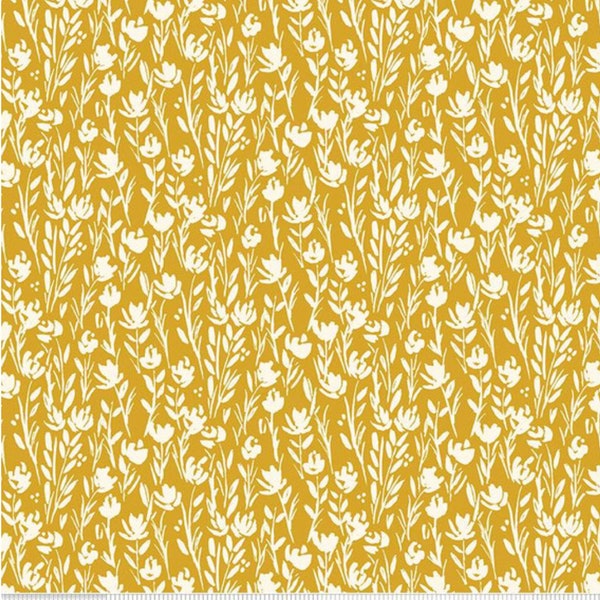 Eden Tonal Mustard Collection by Riley Blake Designs - Yellow White Floral Fabric, Quilt Fabric and Apparel Fabric - 100% COTTON Fabric