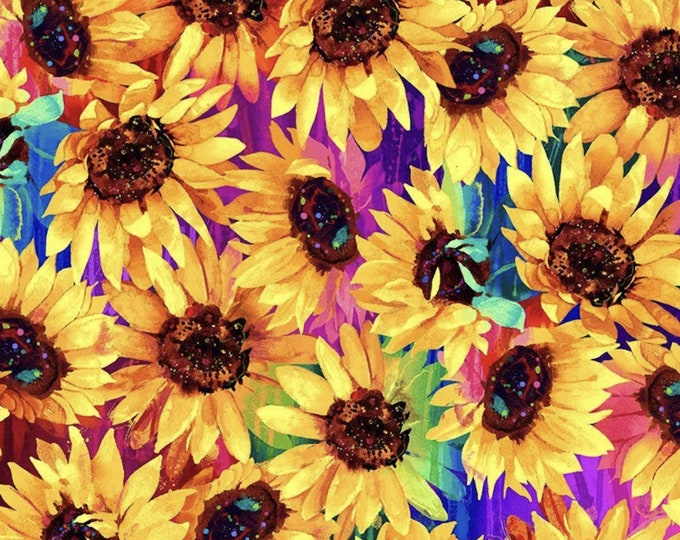 Sunflower Textiles Sunflower Cotton Fabric: Modern Floral Quilting Fabric by Timeless ...