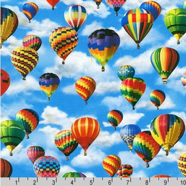 Hot Air Balloons Fabric - 100% COTTON Fabric ~ from Robert Kaufman - Quality Quilting Cotton Fabric, Apparel Fabric and Baby Shower Fabric