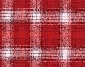 Red and White Plaid Flannel Fabric - Robert Kaufman Mammoth Cotton