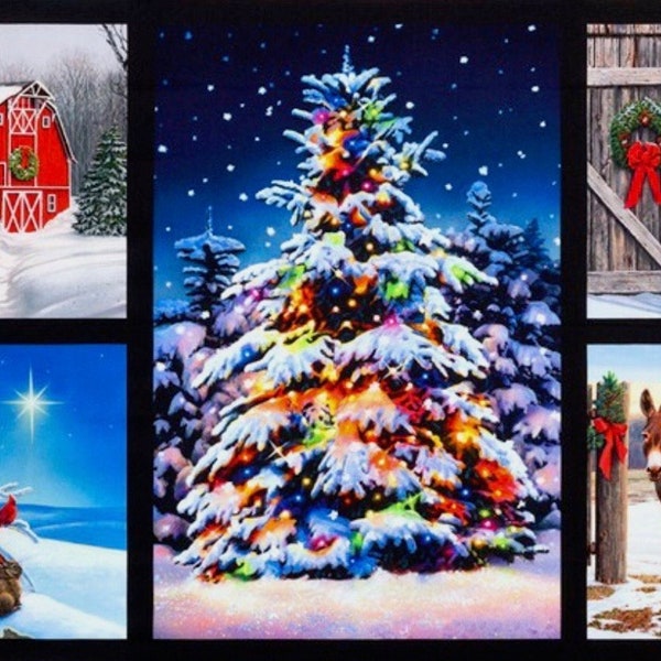 Weihnachten Platten - 100 % Baumwolle, Weihnachten Platten, Weihnachten-Quilt-Panels, Xmas Stoff, Quilt-Panels, Weihnachtsbaum-Stoff,