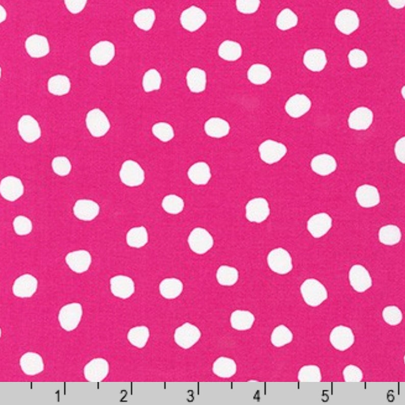 Bright Pink Abstract Dots Fabric Large 100 % COTTON Quilting Fabric Dot and Stripe Delight Collection by Robert Kaufman,Apparel Fabric image 1