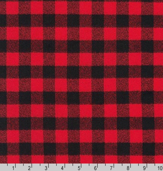  Red  Black  FLANNEL  Fabric  by the Yard Plaid Flannel  Fabric  