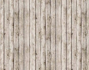 Rustic Wood Plank Fabric by Elizabeth Studio - Antique White Cotton for Quilting - Quality Fabric