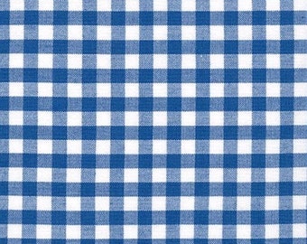 1/4 inch Royal Blue Gingham Fabric - 100% COTTON Fabric, Quilting Cotton Fabric, Apparel Fabric - Carolina Gingham from Robert Kaufman C23