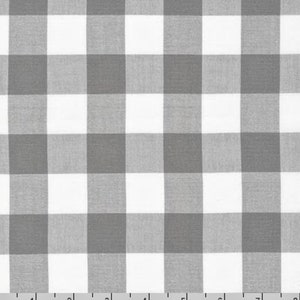 Tissu Vichy gris 1 pouce - 100 % coton, tissu de courtepointe de qualité et tissu pour vêtements - Vichy Carolina de Robert Kaufman C32