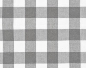 1-inch Grey Gingham Fabric - Check Quilting & Apparel Cotton