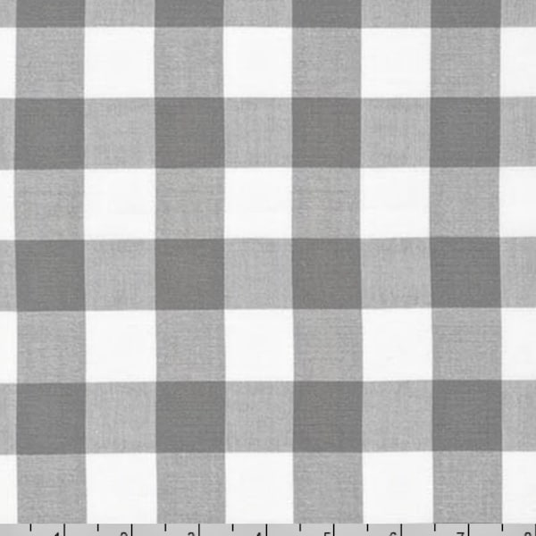 Tissu Vichy gris 1 pouce - 100 % coton, tissu de courtepointe de qualité et tissu pour vêtements - Vichy Carolina de Robert Kaufman C32