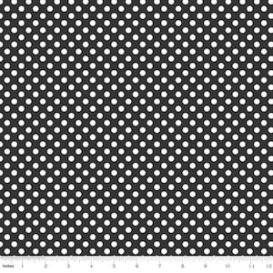 Small Black Dot Polka Fabric - COTTON Fabric, 1/4 Inch Dot Fabric, Cotton Quilt Fabric and Apparel Fabric - Riley Blake Designs C25