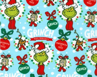 Grinch Christmas Fabric - Holiday Cotton Quilting Fabric