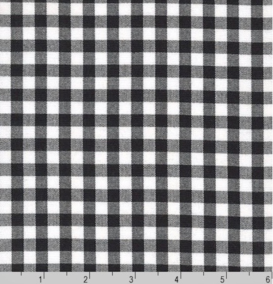 Gingham Check Printed Silk Georgette - Black / Off-White