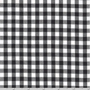 Black and White 1/4 inch Gingham Fabric - Woven COTTON Fabric, Quilting Material, Apparel Material - Carolina Gingham from Robert Kaufman