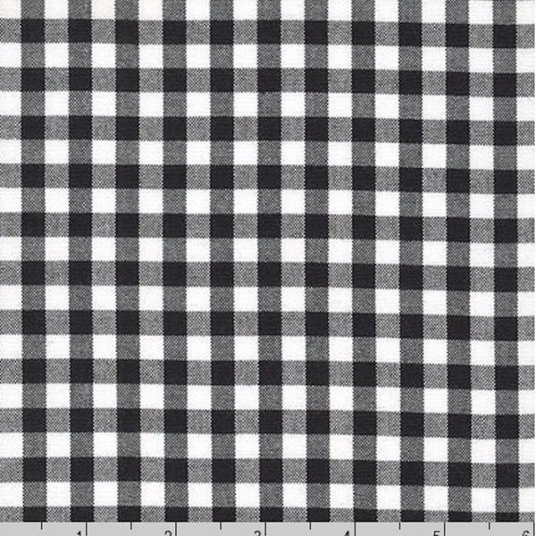 Black and White 1/4 inch Gingham Fabric - Woven COTTON Fabric, Quilting Material, Apparel Material - Carolina Gingham from Robert Kaufman