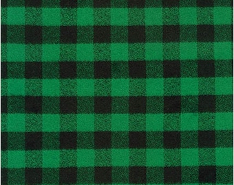 Green Buffalo Plaid Cotton Flannel Fabric - Robert Kaufman Mammoth Flannel