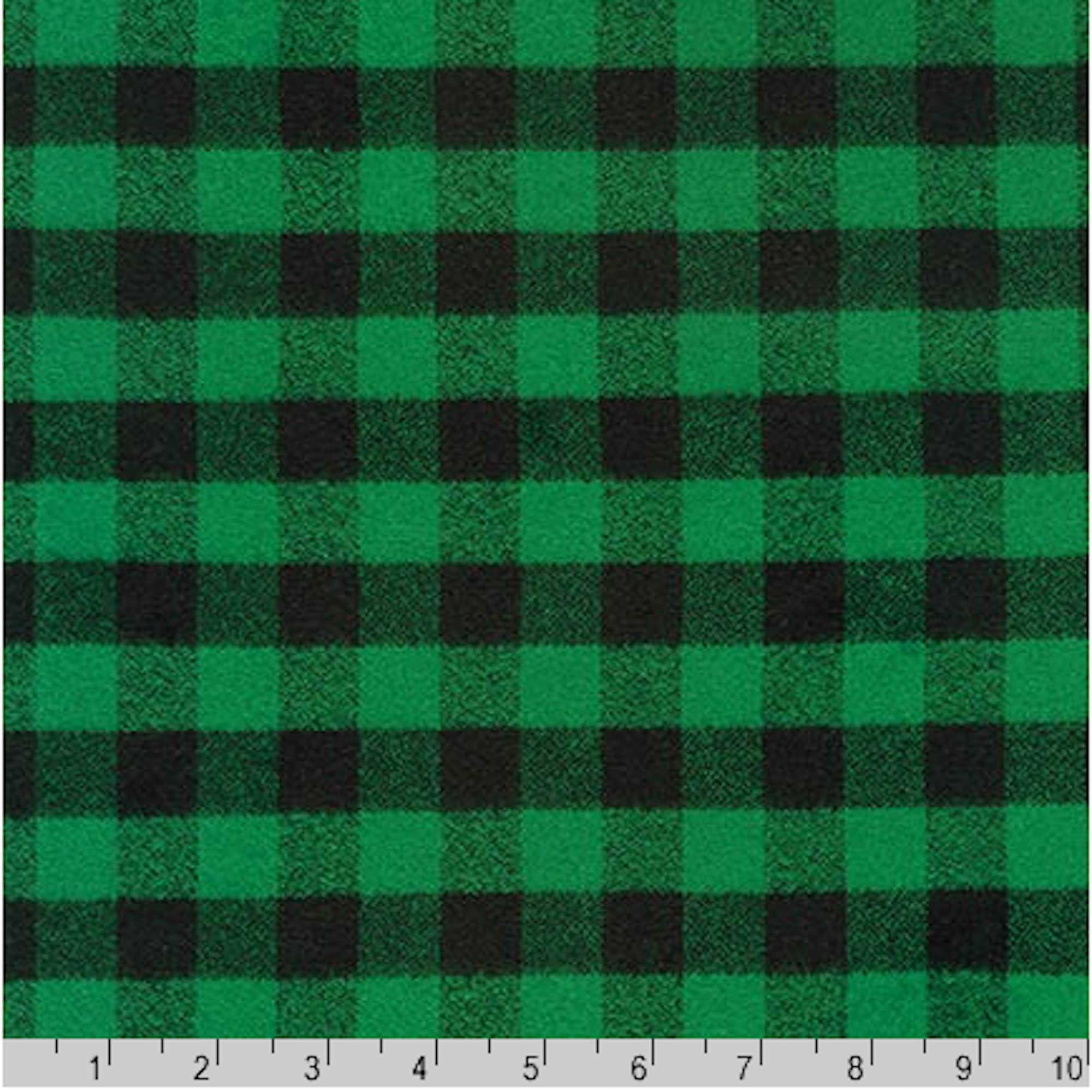 Green Buffalo Plaid Fabric - Quality COTTON Flannel Fabric by the Yard-  Mammoth Flannel from Robert Kaufman, Apparel Fabric, 3/4 Plaid C9