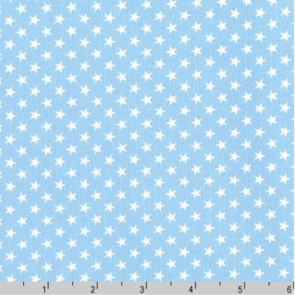 Blue Star Fabric (Small Stars) - 100% COTTON Fabric, Quilting Fabric, Blue and White Star Fabric, Cotton Fabric by the Yard or Select Length