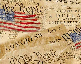 Declaration of Independence Fabric- 100% COTTON -  US Constitution Cotton Quilting Fabric