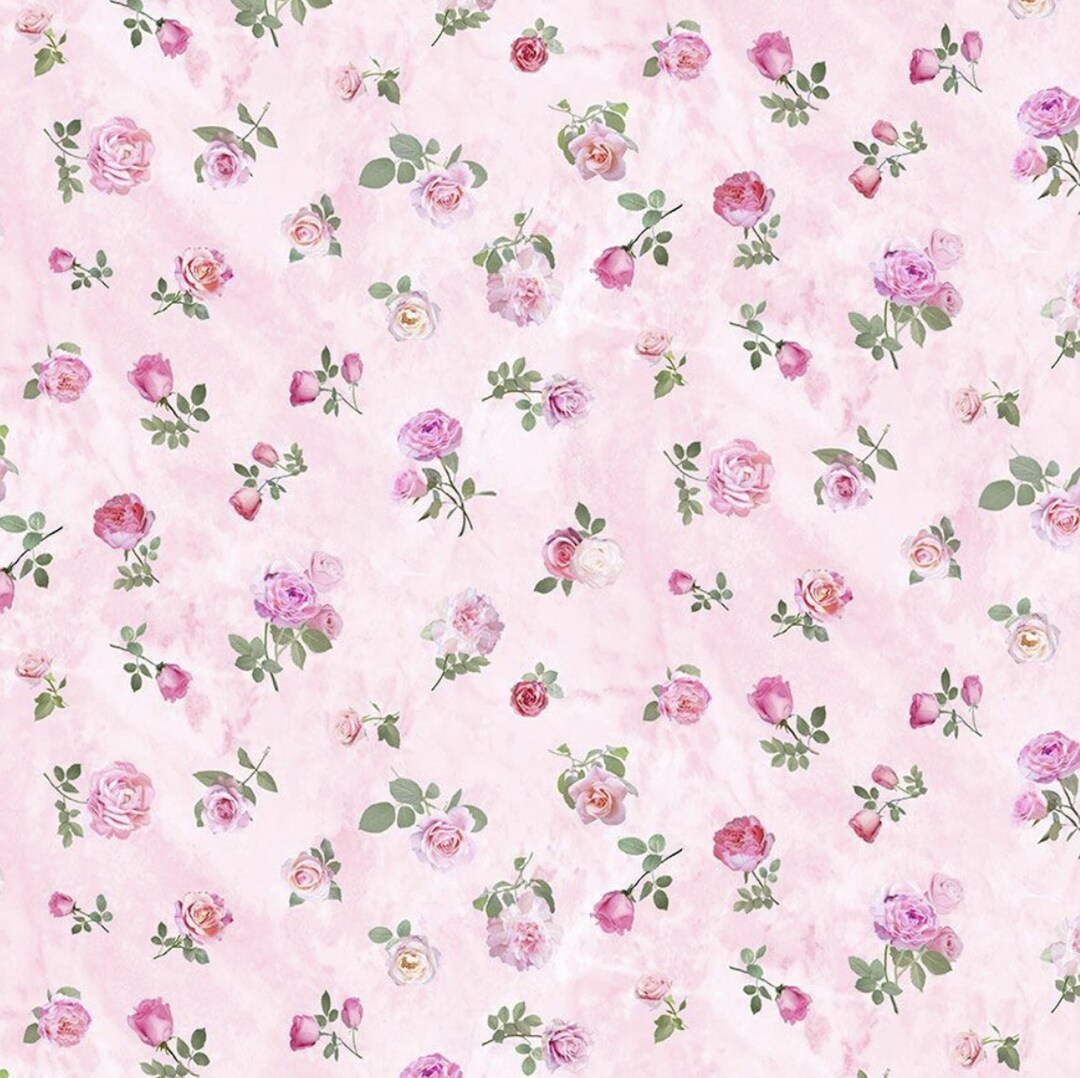 Tossed Tiny Roses on Pink Fabric by Timeless Treasures - Quality COTTON ...