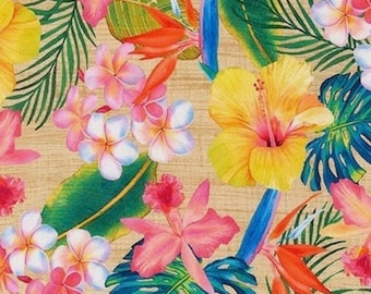 DEAL End of Bolt 28"x44" - Hawaiian Fabric - 100% COTTON Fabric for Quilting