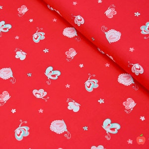 Roter Schmetterling Stoff - 100% Baumwolle, Quilting Stoff, Bekleidungsstoff - Riley Blake Fabric C23