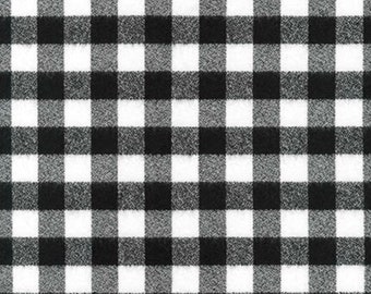 Black and White Buffalo Check Flannel Fabric - Robert Kaufman Mammoth Flannel