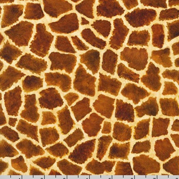 SALE End of Bolt 12"x44"  - Giraffe Print Fabric - 100% COTTON Fabric, Quilting Fabric, Apparel Fabric, Mask Fabric, Robert Kaufman Fabrics