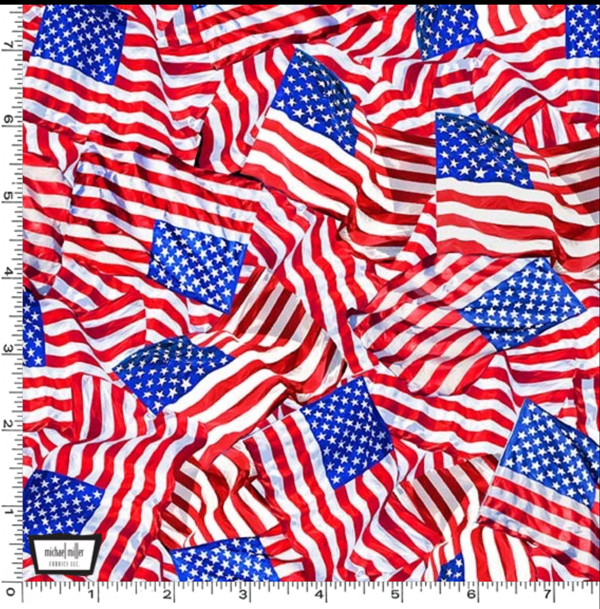 American Flag Fabric - 100% Cotton Patriotic Quilt Fabric by Michael ...