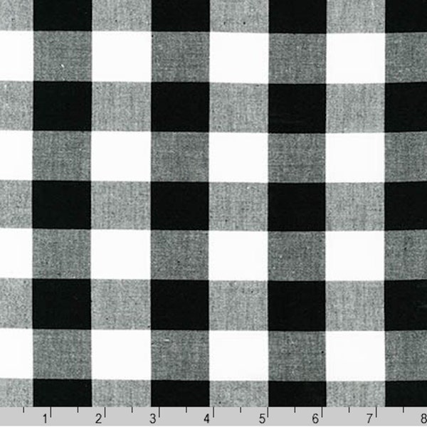 Black and White 1'' inch Gingham Fabric - COTTON Fabric  - Quilting Fabric, Apparel Fabric -  Carolina Gingham by Robert Kaufman C23b