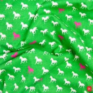 Derby Day Horses Green - Riley Blake Designs - Jersey KNIT spandex stretch cotton fabric, Apparel Fabric C31