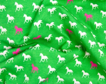 Derby Day Horses Green Knit Fabric - Riley Blake Cotton Spandex Apparel