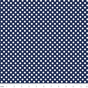 Navy and White Polka Dot Fabric - 1/4 Inch Dot Fabric, COTTON Fabric by the Yard, Apparel Fabric and Quilting Fabric C11