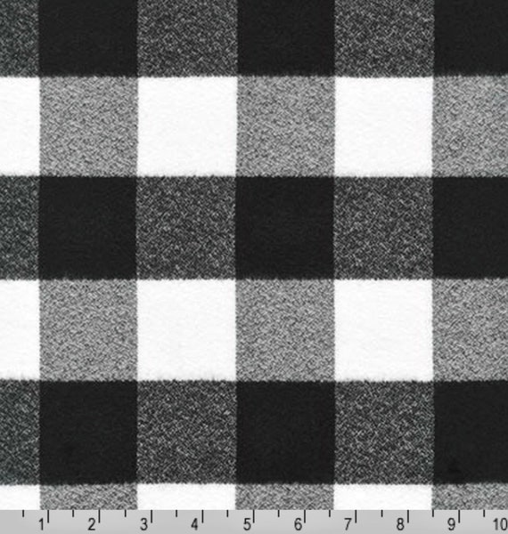 Black White Plaid Cotton FLANNEL Fabric - Mammoth Flannel