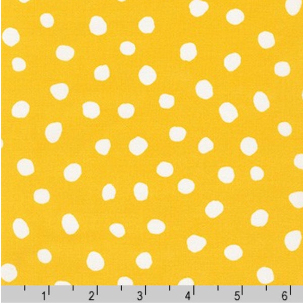 Yellow Abstract Dot Fabric (Large) - 100% COTTON Fabric, Dot and Stripe Delight Robert Kaufman, Fabric by the Yard or Select Length