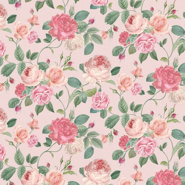 Pink Rose Jardin Bouquets by Timeless Treasures - Quilting COTTON Fabric - Quality Cotton  Fabric by the Yard or Select Length, Gift for Her