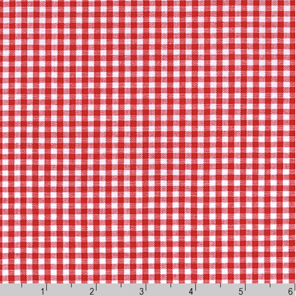 1/8" Red and White Gingham Fabric - COTTON Quilt Fabric, Apparel Fabric - Crimson from Carolina Gingham by Robert Kaufman  C6