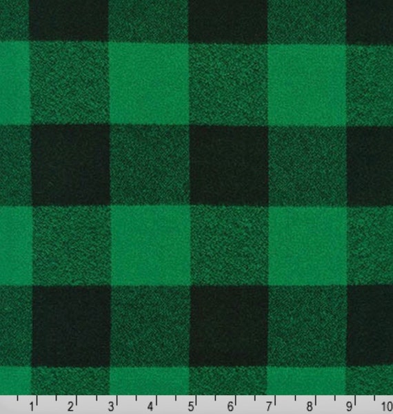 Green Buffalo Check Fabric 2 Plaid Flannel Fabric | Etsy