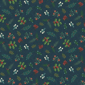 In From The Cold Greenery Navy – Riley Blake Cotton Fabric – Floral Quilting Fabric – 100% Cotton Print