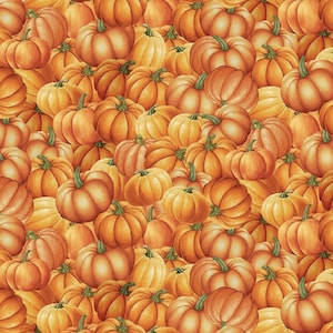 Packed Pumpkin Cotton Fabric – 100% COTTON Fabric | Fall Quilting Fabric by the Yard or Select Length - Quilting Cotton Fabric - Harvest