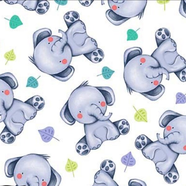 Cute Elephant Fabric - 100% COTTON Fabric - Jungle Paradise Roly Poly by Michael Miller - Quality Quilting Cotton Fabric, Gender Neutral