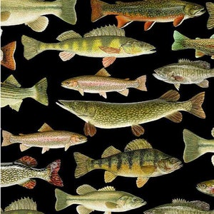 Fish Fabric - 100% COTTON Fabric, Quilting Fabric, and Apparel Fabric, Quality Cotton Fabric (Choose Your Cut)