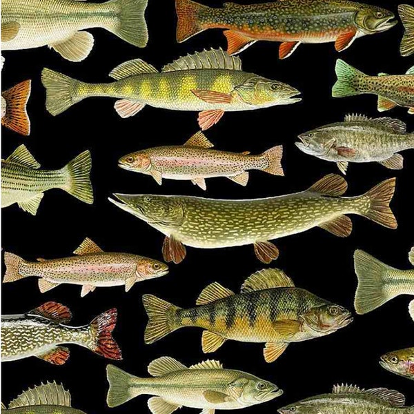 Fish Fabric from Timeless Treasure - 100% COTTON Fabric, Quilting Fabric, and Apparel Fabric, Quality Cotton Fabric (Choose Your Cut)